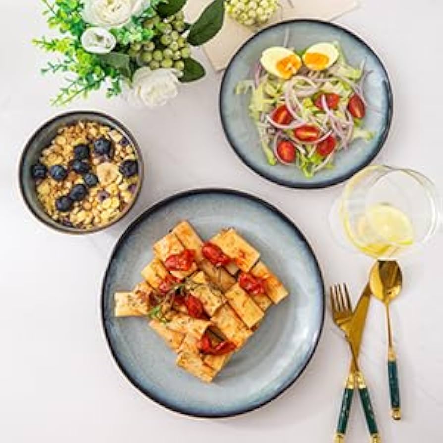 Amazon.com | LERATIO Ceramic Dinnerware Sets for 4,Stoneware Coupe